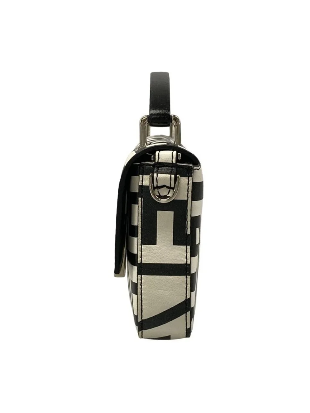 Fendi Baguette Phone Pouch Black White Mini Bag Leather